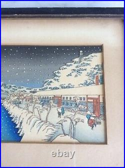 Vintage UTAGAWA HIROSHIGE Winter Landscape Japanese Woodblock Print