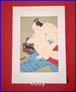 Vintage Utagawa Toyohara Shunga Japanese Woodblock Showa Recut