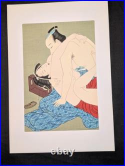 Vintage Utagawa Toyohara Shunga Japanese Woodblock Showa Recut