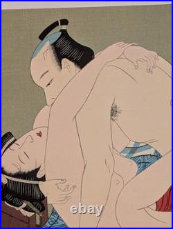 Vintage Utagawa Toyohara Shunga Japanese Woodblock Showa Recut