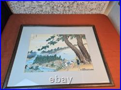Vtg Bisen Fukuda Bridge Heaven Woodblock Print 21x17