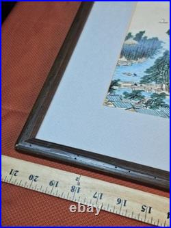 Vtg Bisen Fukuda Bridge Heaven Woodblock Print 21x17
