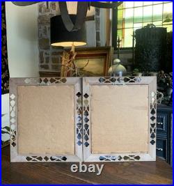 Vtg Framed Set Of 2 Hiroshige Woodblock Prints Antique Japan Tatsuta Mt. & River