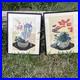 Vtg_JAPANESE_WOODBLOCK_PRINT_BAKUFU_OHNO_1950_FLOWERS_IN_BASKET_Pair_01_ty
