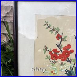 Vtg JAPANESE WOODBLOCK PRINT BAKUFU OHNO 1950 FLOWERS IN BASKET Pair