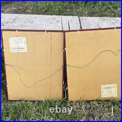 Vtg JAPANESE WOODBLOCK PRINT BAKUFU OHNO 1950 FLOWERS IN BASKET Pair