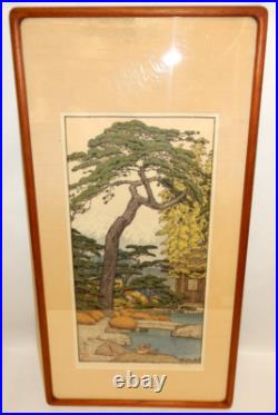 Vtg Japanese Woodblock Print Pine Tree Of The Friendly Garden By Toshi Yoshida