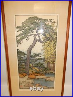 Vtg Japanese Woodblock Print Pine Tree Of The Friendly Garden By Toshi Yoshida