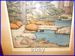 Vtg Japanese Woodblock Print Pine Tree Of The Friendly Garden By Toshi Yoshida