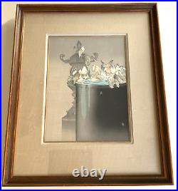 Watanabe Seitei Pigeons in a Temple Ground Woodblock Print Framed Vintage