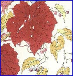 Wild Grapes Flower Showa Shodo Kawarazaki Japanese Woodblock Print Ukiyo-e