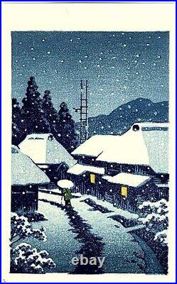 Woodblock Print Kawase Hasui Terashima in Snow