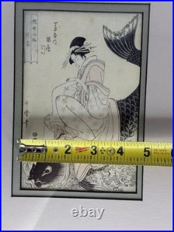 Woodblock Print Kitagawa Utamaro The Immortal Qin Gao/Courtesan Wakazuru Matsuya