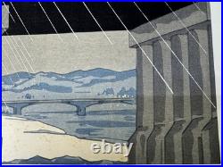 Y10176 WOODBLOCK PRINT Kyoto scenery signed Shin-hanga Japan Ukiyoe antique art