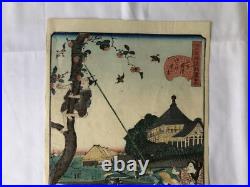 Y4628 WOODBLOCK PRINT Hirokage Edo famous place Japan Ukiyoe art antique
