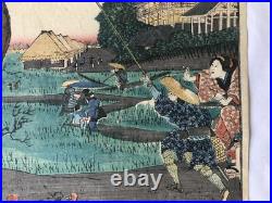 Y4628 WOODBLOCK PRINT Hirokage Edo famous place Japan Ukiyoe art antique