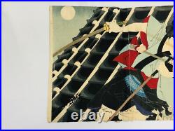 Y5051 WOODBLOCK PRINT Kunichika triptych actor Japan Ukiyoe art antique interior