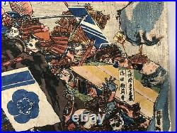 Y7554 WOODBLOCK PRINT Kuniyoshi samurai bushi battle Japan Ukiyoe antique art