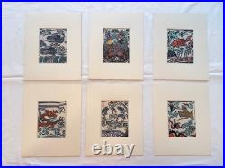 YOSHIO KANAMORI Set of 6 Signed Japanese Woodblock Prints Original Packaging