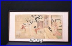Yosai Nobukazu Japanese Woodblock Print Meiji Triptych Framed Ukiyo-e