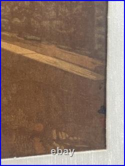 Yoshida Hiroshi Antique Japanese Woodblock Print Little Restaurant 1930s FRAMED