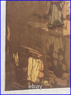 Yoshida Hiroshi Antique Japanese Woodblock Print Little Restaurant 1930s FRAMED