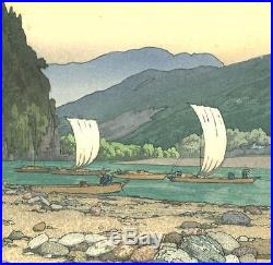 Yoshida Toshi #014203 Kawara (Tenryu River) Japanese Woodblock Print