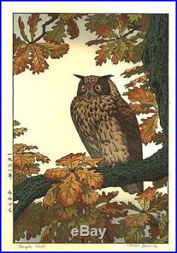 Yoshida Toshi #016801 Mimizuku (Eagle Owl) Japanese Woodblock Print