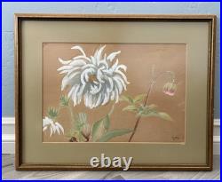 Yuki Ogura Peonies Japanese Woodblock Print Framed Artist Signed with Seal