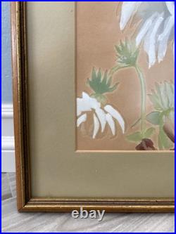 Yuki Ogura Peonies Japanese Woodblock Print Framed Artist Signed with Seal