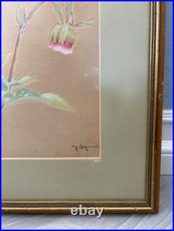 Yuki Ogura Peonies Japanese Woodblock Print Framed Artist Signed with Seal