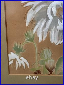 Yuki Ogura Peonies Japanese Woodblock Print Framed Artist Signed with Seal