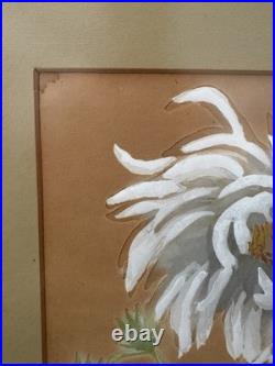 Yuki Ogura Peonies Japanese Woodblock Print Framed Artist Signed with Seal