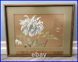 Yuki Ogura Peonies Japanese Woodblock Print Framed Artist Signed with Seal